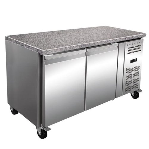 Qualita Double Door Counter Fridge with Granite Work Top Depth 700mm 314 Litres GN2100TNPZ
