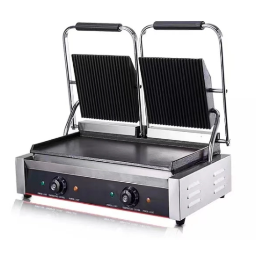Qualita Heavy Duty Twin Panini Contact grill Ribbed/Flat 3.6kW Dual Zone HEG813A