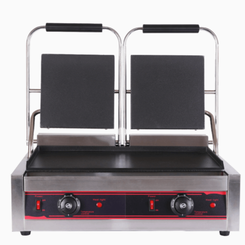 Qualita Heavy Duty Twin Panini Contact grill All Flat Smooth 3.6kW Dual Zone HEG813B