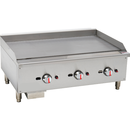 Qualita Premium Commercial Gas Griddle Smooth Chrome plate 3 burners 21kW Countertop EGG36S 90cm